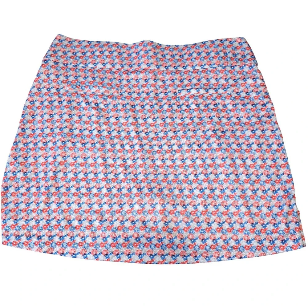 FootJoy Women Size XL Golf Skort Red White Blue Floral Fireworks Print Pockets